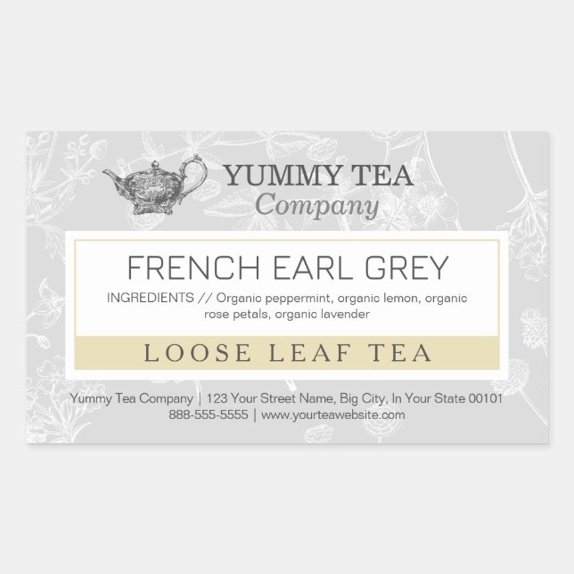 Earl Grey - Sticker pour Étiquette de thé à feuill (Devant)