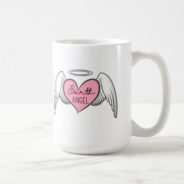 Earth Angel Big Mug - Coeur, ailes et Halo (Droite)