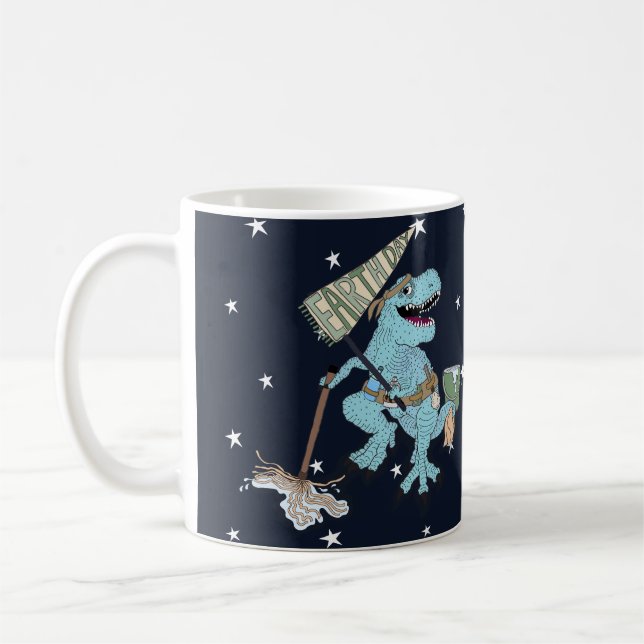 Earth Day Dino on classic white coffee mug (Gauche)