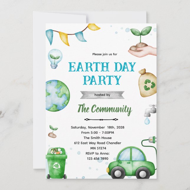 Earth day theme invitation (Devant)