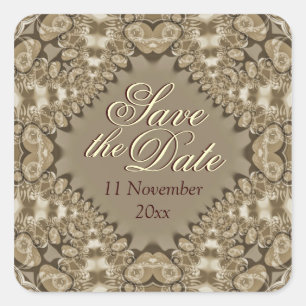 Earth Lace Hearts Save the Date Carré Sticker