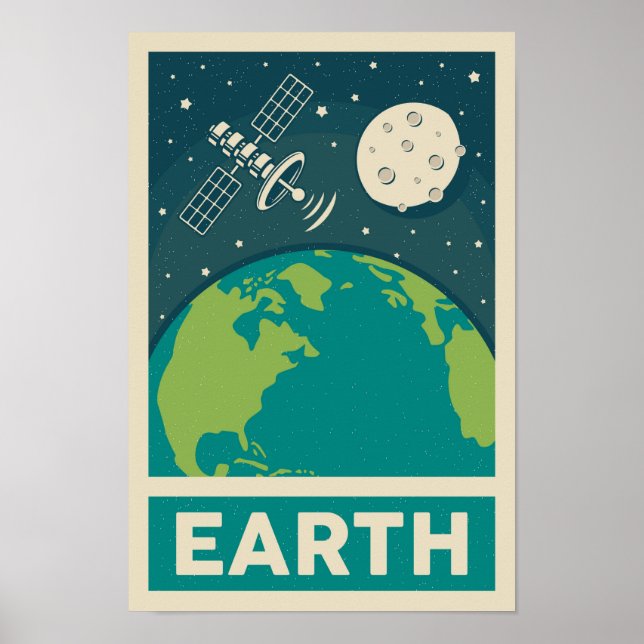 Earth Retro Galaxy Satellite Poster (Devant)