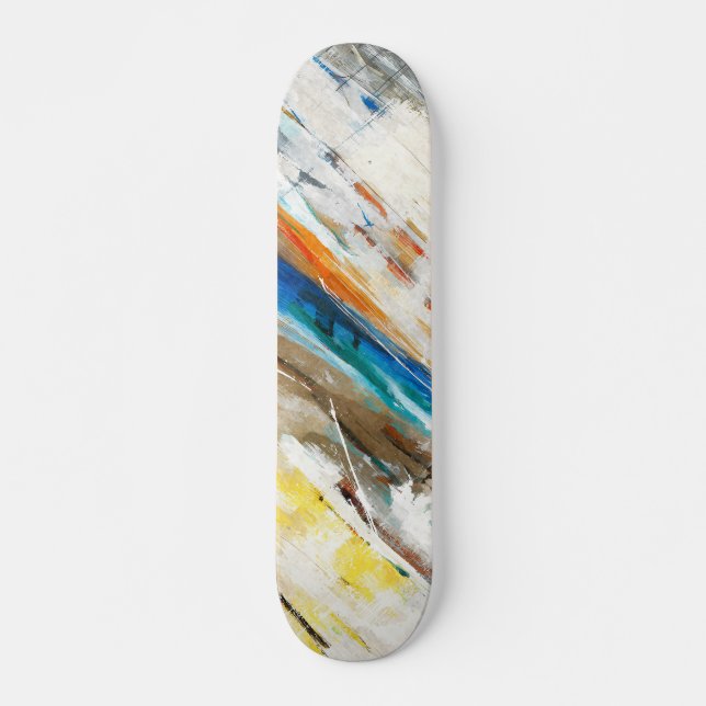 Earth Tone Rainbow Brushstroke Abstract Skateboard (Devant)