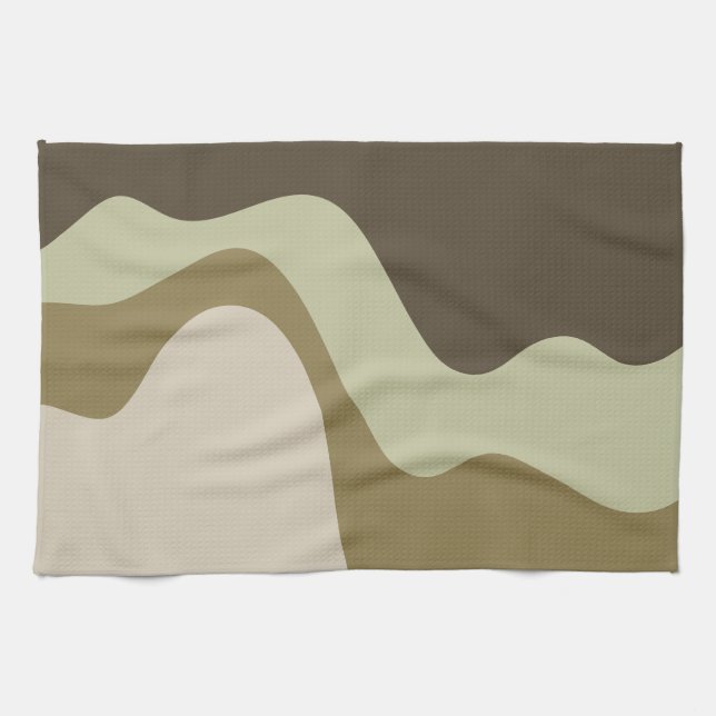 Earth Tone Waves Art Abstrait Serviettes de cuisin (Horizontal)