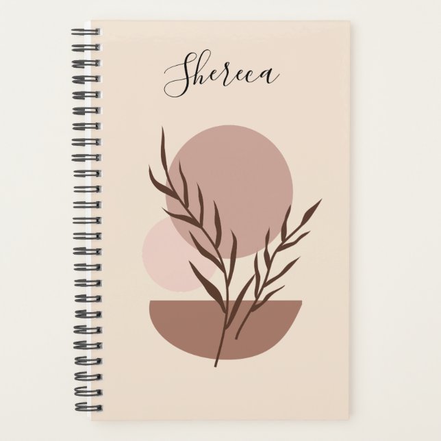 Earthy Abstrait Boho Personnalisé Planner (Devant)