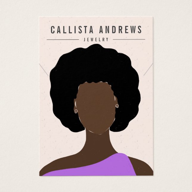 Earthy Boho Black Hair Girl portant la carte de co (Devant)