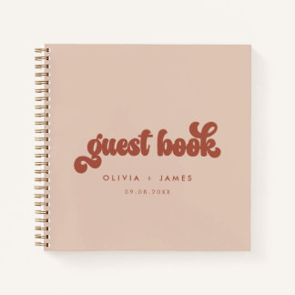 Earthy Boho Terracotta rose Mariage livre d'hôtes