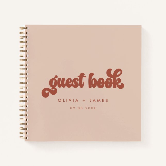 Earthy Boho Terracotta rose Mariage livre d'hôtes (Devant)