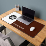 Earthy Brown | Custom Business Logo Name, Slogan<br><div class="desc">Create your own company workspace branded decoration with our ergonomic earthy dark brown Business Company Logo Desk Mat. This stylish, modern and professional desk mat allows you to personalize your boss, coworker or employee office in a unique way. Add corporate logo, name, profession, website, slogan, social media or any personalized...</div>