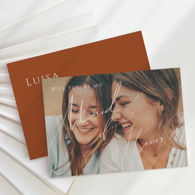 Earthy Desert Rust Faded Photo Carte d'honneur (Créateur téléchargé)