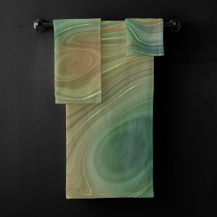 Earthy Emerald Strata   Agate d'encre verte et dor