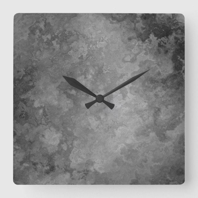 Earthy Grey Faux Pierre Carré Abstrait Horloge mur (Recto)