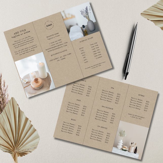 Earthy Kraft Look Logo Business Trifold Brochure (Créateur téléchargé)