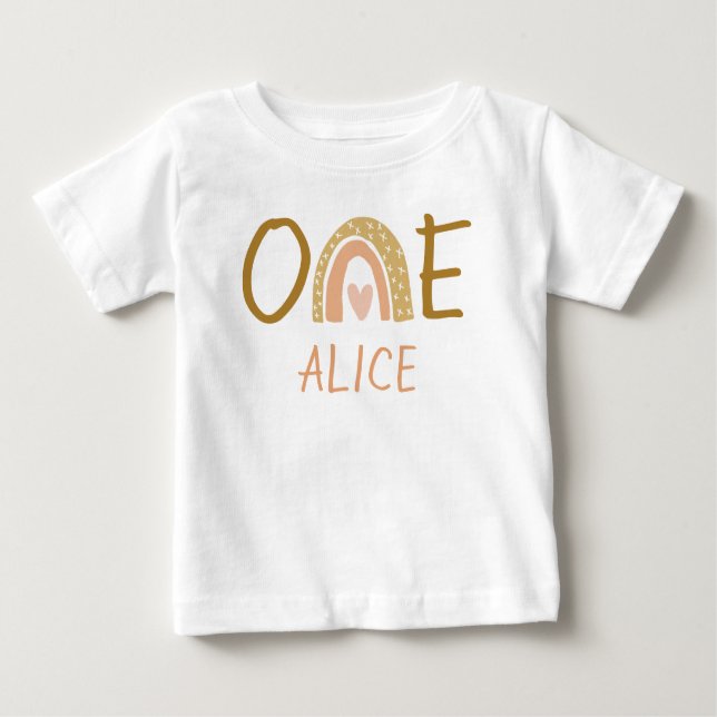 Earthy Rainbow 1er anniversaire fille T-shirt bébé (Devant)