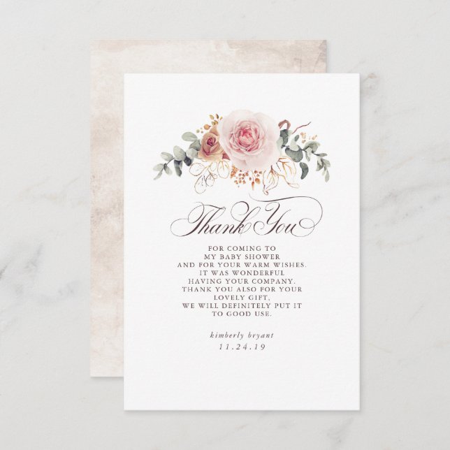Earthy Shades Baby shower Floral Merci (Devant / Derrière)