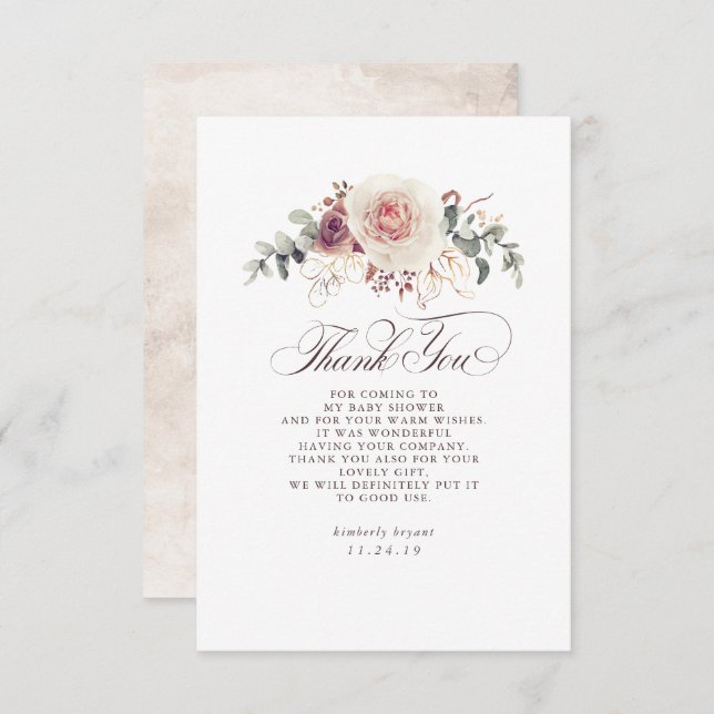 Earthy Shades Baby shower Floral Merci (Devant / Derrière)