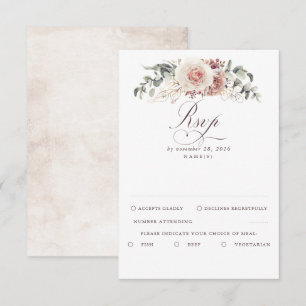 Earthy Shades Foliage Boho Wedding RSVP