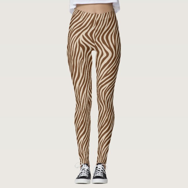 Earthy Zebra Print Fashion Leggings (Devant)
