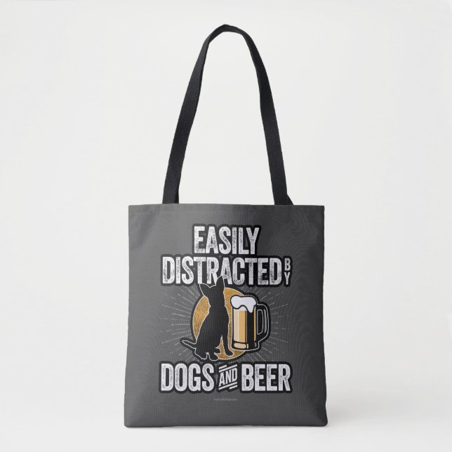 Easily Distracted by Dogs and Beer Tote Bag (Devant)