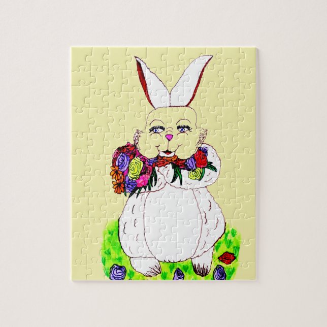 EASTER BUNNY ET FLEURS puzzle (Vertical)