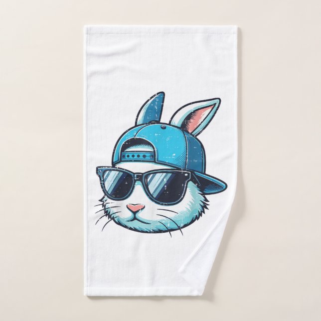 Easter Bunny Face Baseball Cap Sunglasses Rabbit B (Serviette à main)