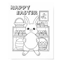 Easter Bunny Rabbit Egg Kids Coloring Page Poster