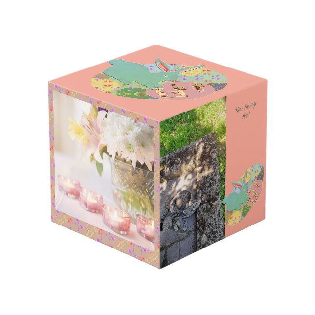 Easter Bunny Rose Eggs Photo Cube (Angle devant)