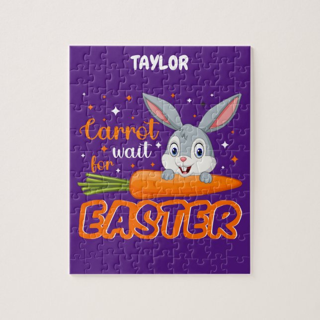 EASTER "BUNNY with CARROT" PUZZLE PERSONNALISÉ. (Vertical)