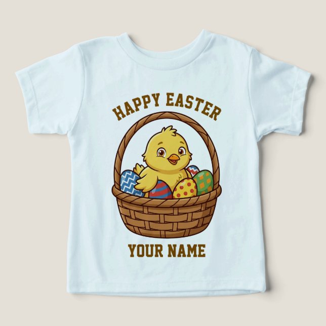 Easter Chick Toddler T-Shirt | Personalized Name (Design Recto)