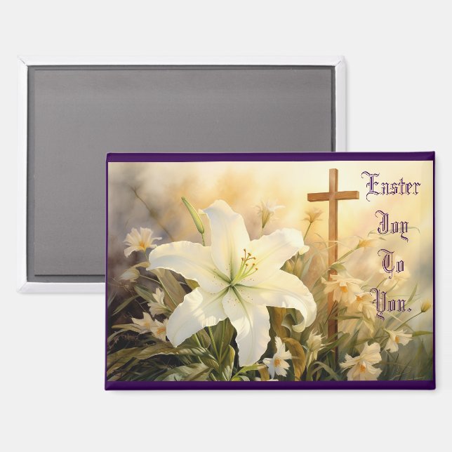  Easter Cross With Lilies Magnet (Recto/Verso)