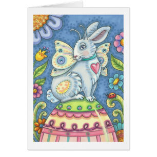 EASTER EGG FAIRY, BUNNY RABBIT GREETING CARTE VERS