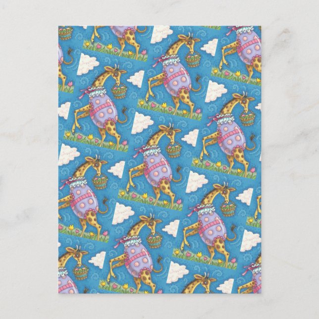EASTER EGG GIRAFFE & TULIPS, CARTE POSTALE PRINTEM (Devant)