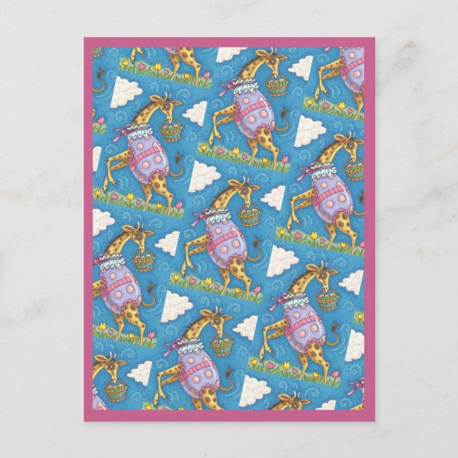 EASTER EGG GIRAFFE & TULIPS, CARTE POSTALE PRINTEM (Devant)