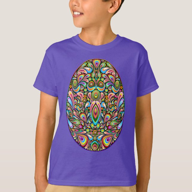 Easter Egg Psychedelic Design Kids Organic T-Shirt (Devant)