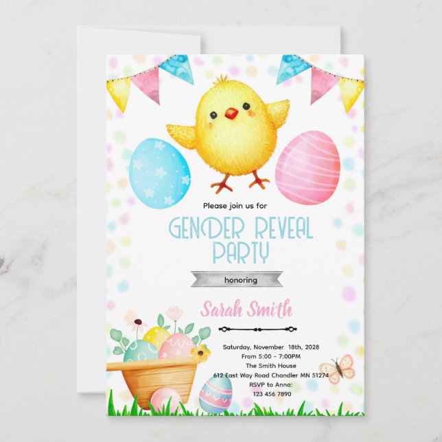 Easter Gender Reveal Party Invitation (Devant)