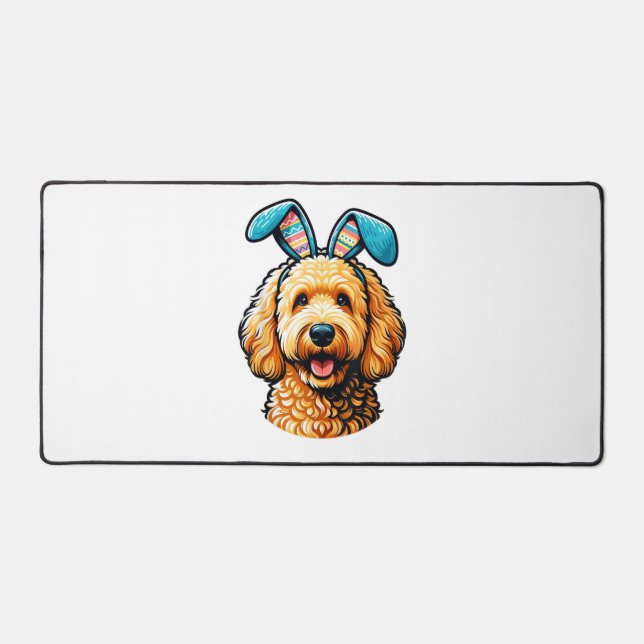 Easter Goldendoodle Dog Wearing Bunny Ears, Easter (Recto)