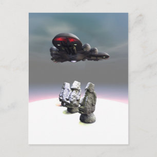 Easter Island Heads et carte postale OVNI