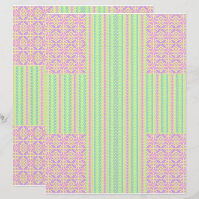 Easter Pastel Cross 2-Sided Scrapbook Paper (Devant / Derrière)