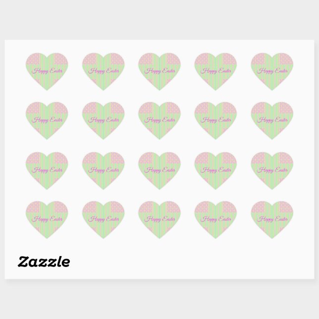 Easter Pastel Cross Heart Stickers - Happy Easter (Feuille)