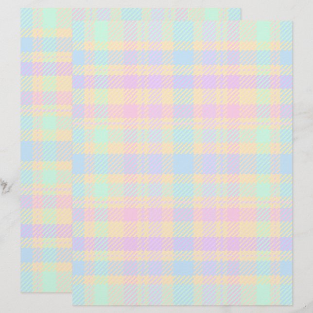 Easter Pastel Plaid 2-Sided Scrapbook Paper (Devant / Derrière)