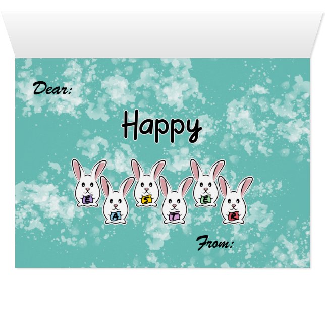 Easter Rabbit Egg Greeting Card (Intérieur Horizontal (Bas))
