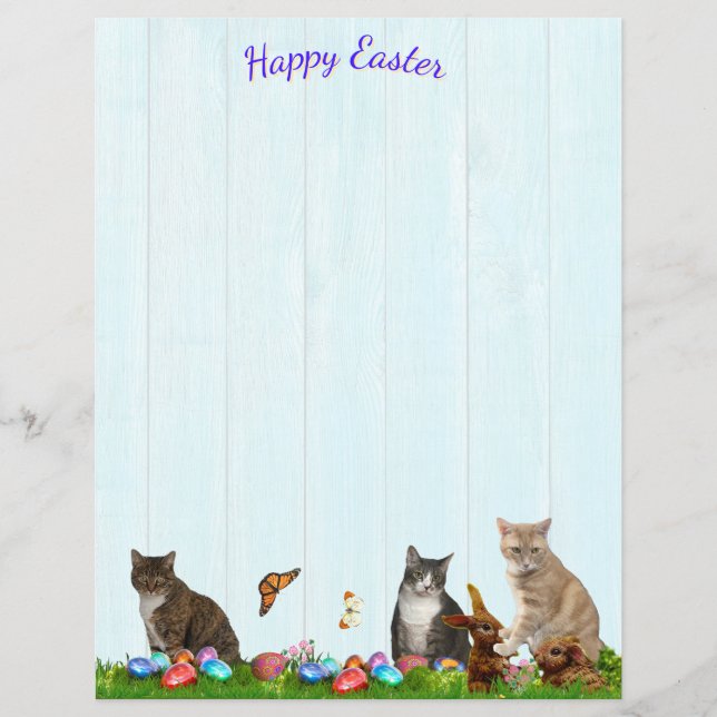 Easter Stationery - With Cats, Bunnies, and Eggs (Devant)