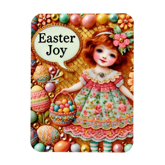 EASTER ~ Vintage girl eggs ~ Flexible Photo Magnet (Vertical)