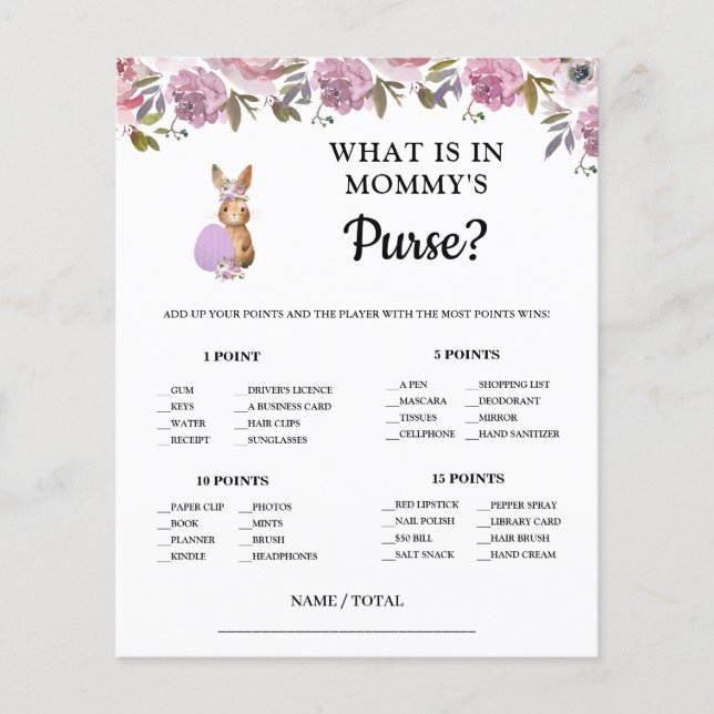 Easter What is in Mommy's Purse Baby Game Card  (Devant)