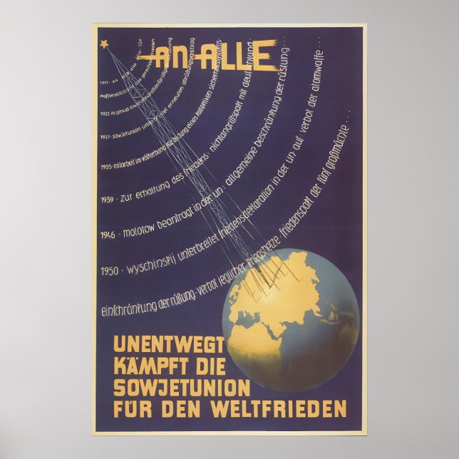 Eastern German Propaganda Poster Unwavering fights (Devant)