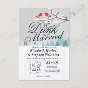 EAT Drink and Be Marry Winter Wedding Invitation