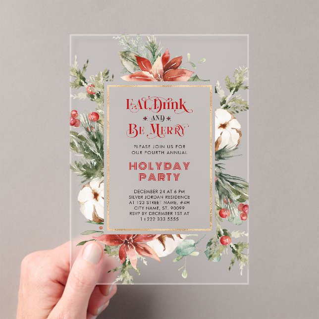 Eat Drink and be Merry Christmas Party Invitation (In situ (ordinateur de poche))