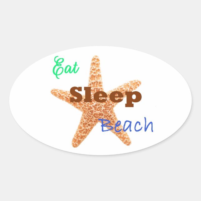 Eat Sleep Beach - Autocollant ovale (Devant)