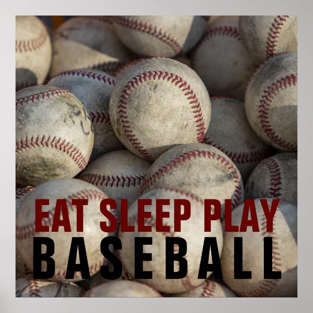 Eat Sleep Play Baseball Poster - Imprimantes uniqu (Devant)