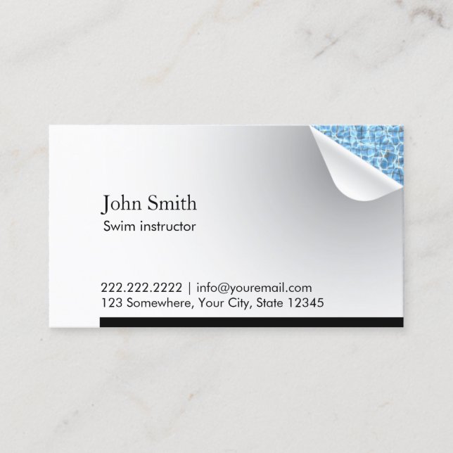 Eau bleue à l'intérieur Carte de visite instructeu (Devant)